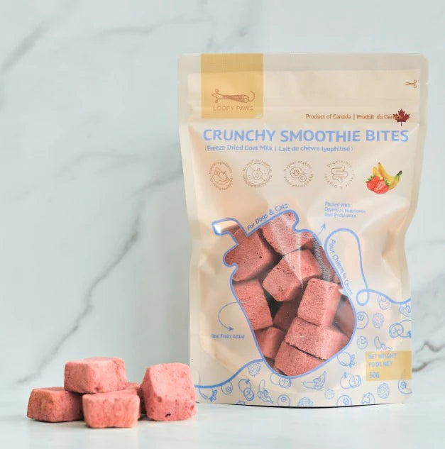 LOOPYPAWS Crunchy Smoothie Bites - Strawberry & Banana