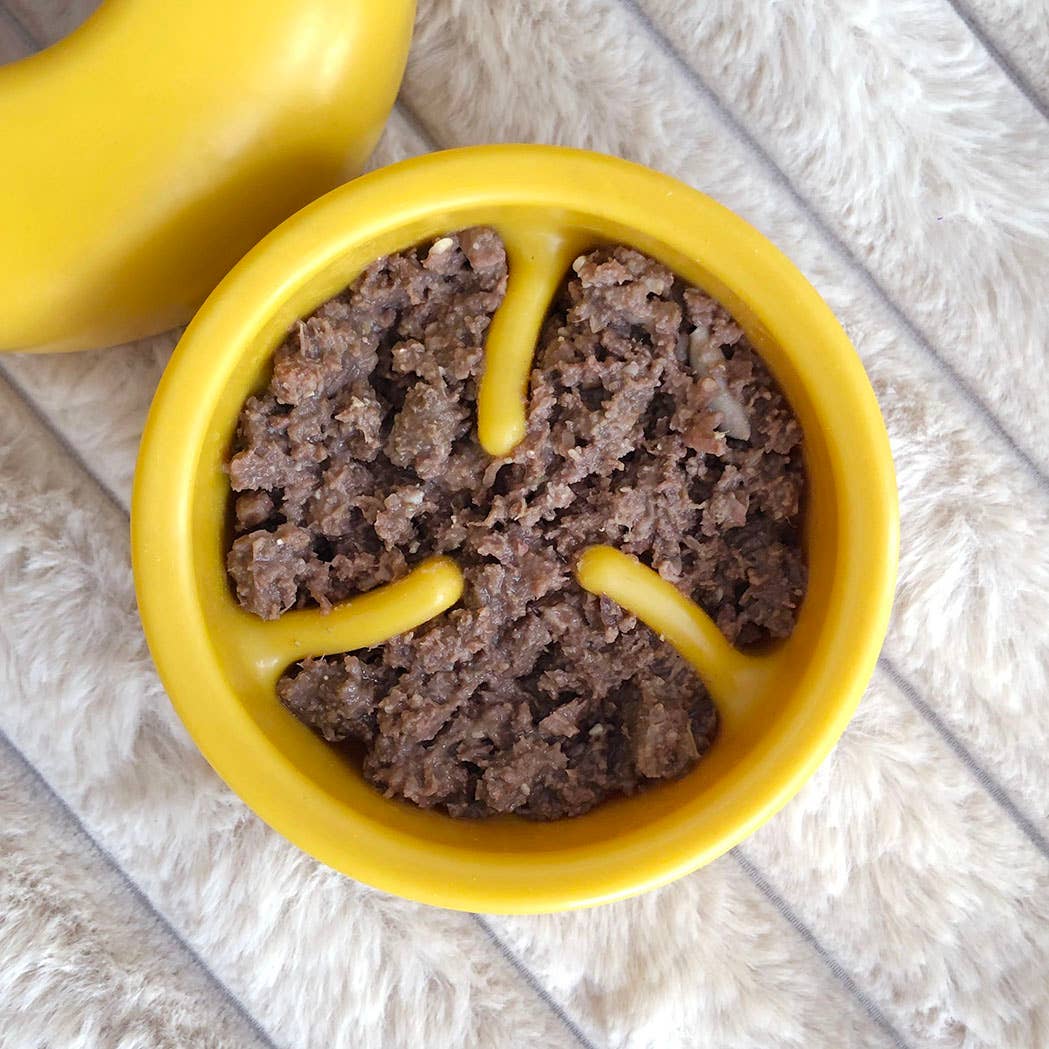 Lunoji - Pebble: All-in-One Dog Toy | Slow Feeder + Treat Dispenser: Citrine Yellow