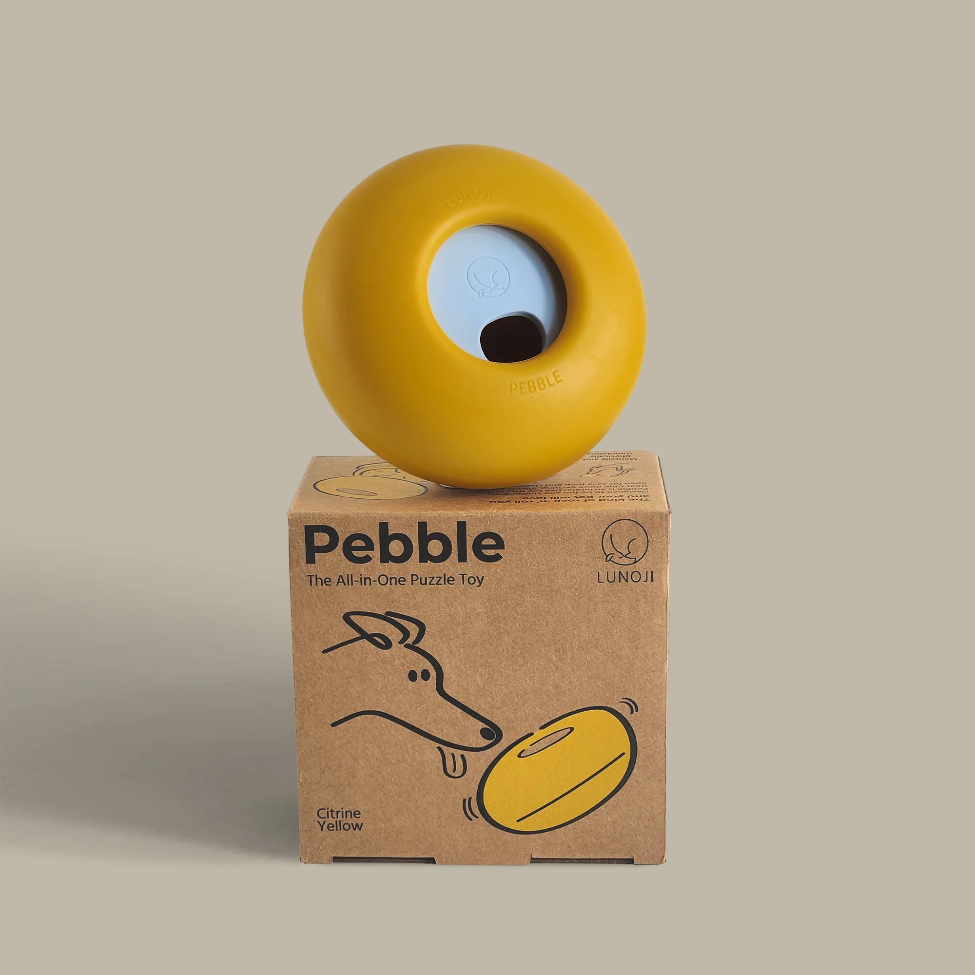 Lunoji - Pebble: All-in-One Dog Toy | Slow Feeder + Treat Dispenser: Citrine Yellow