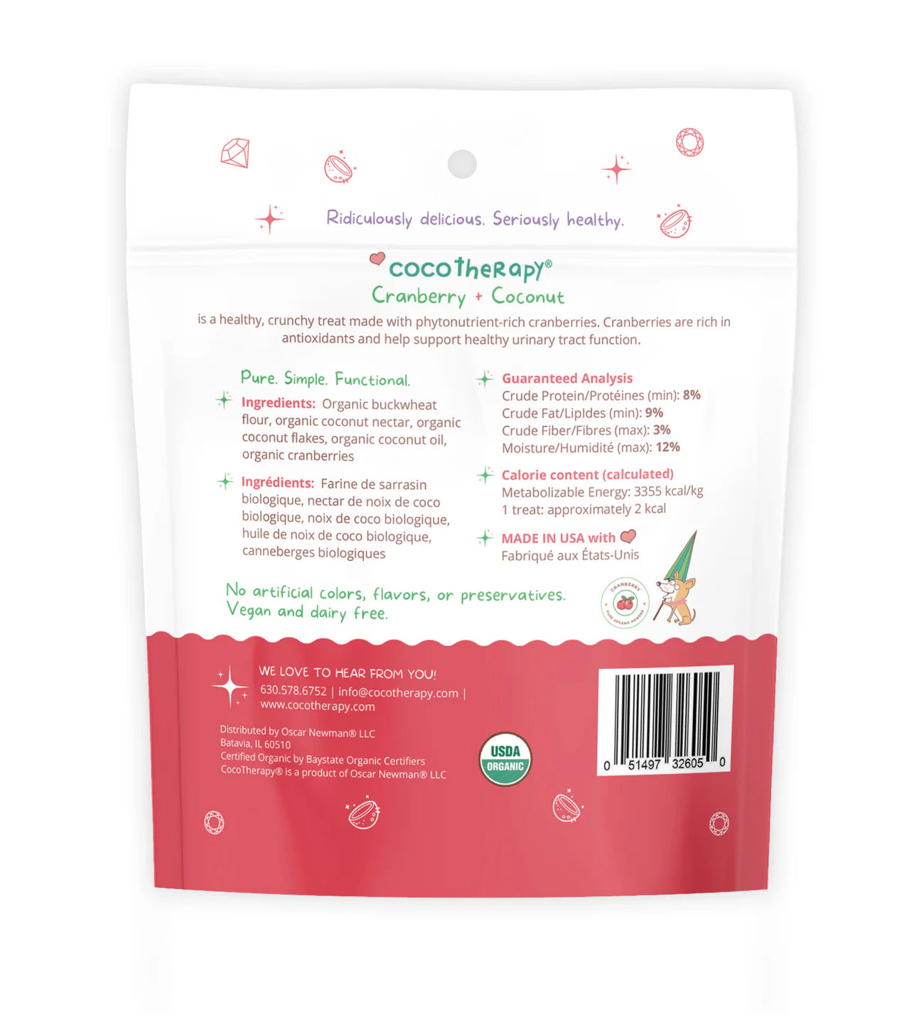 Coco-Gems Organic Training Treats Cranberry + Coconut