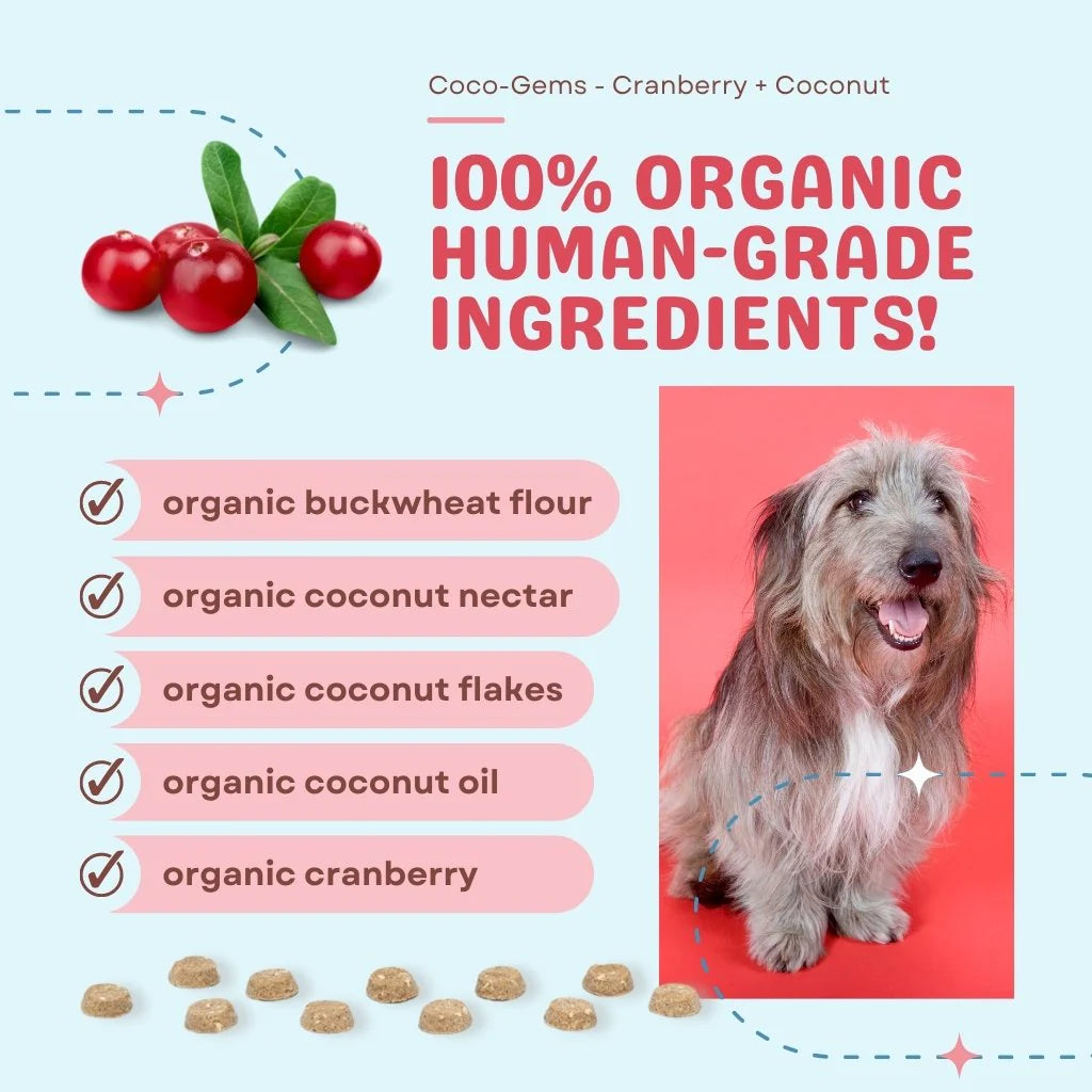 Coco-Gems Organic Training Treats Cranberry + Coconut