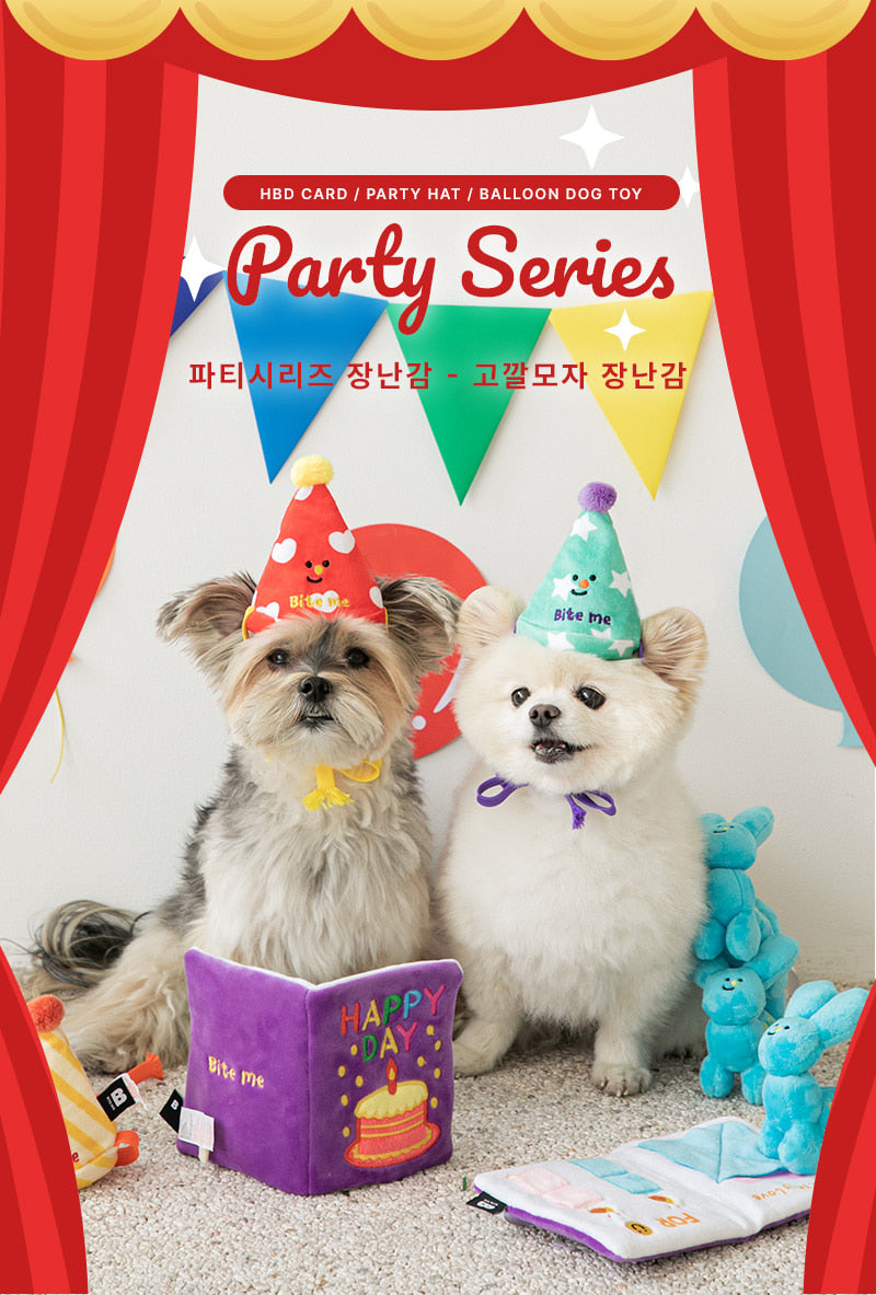 BITEME Happy Party Hat Dog Toy 3pc