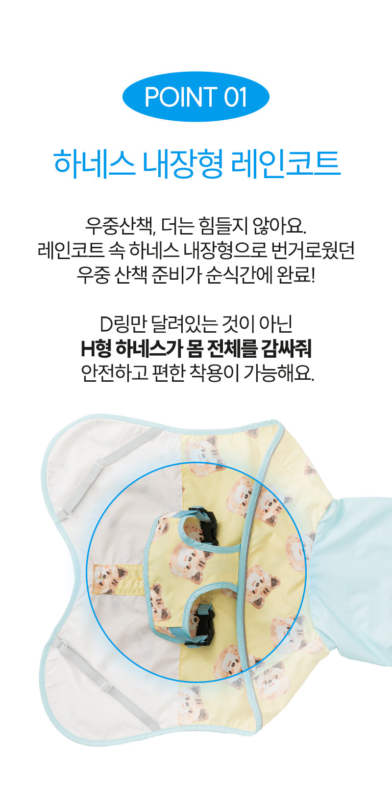 BITE ME X Pokori Friends Harness Raincoat - Buddy/Ivory