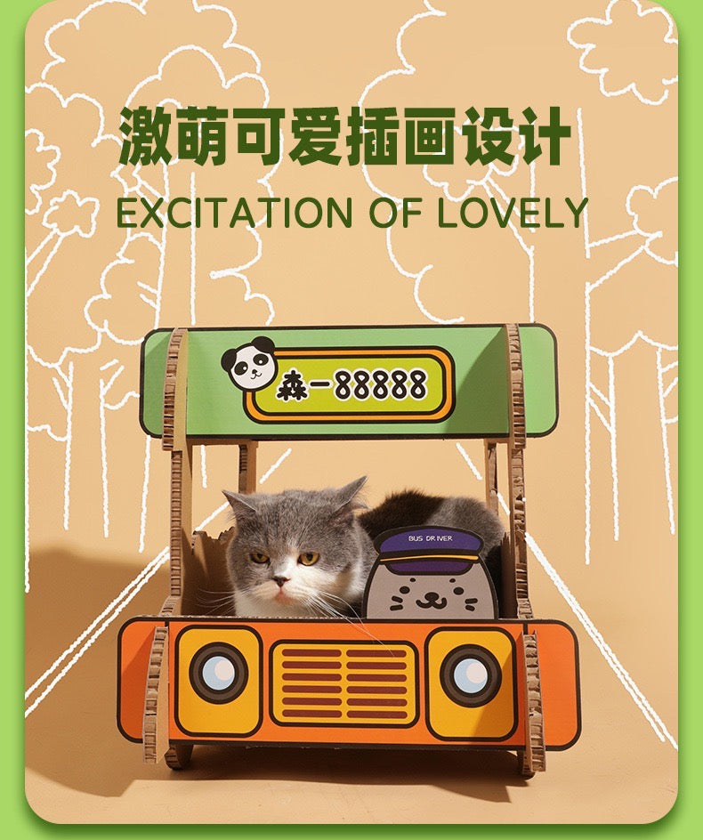 TinyPet - Double Layer Scratching Board - Animal Bus