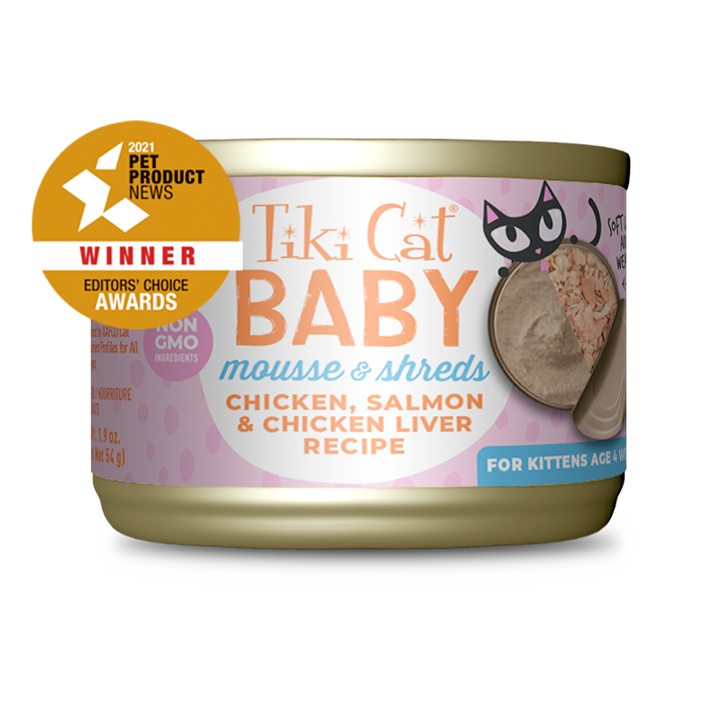 Tiki Cat®Baby Mousse & Shreds with Chicken, Salmon & Chicken Liver Recipe