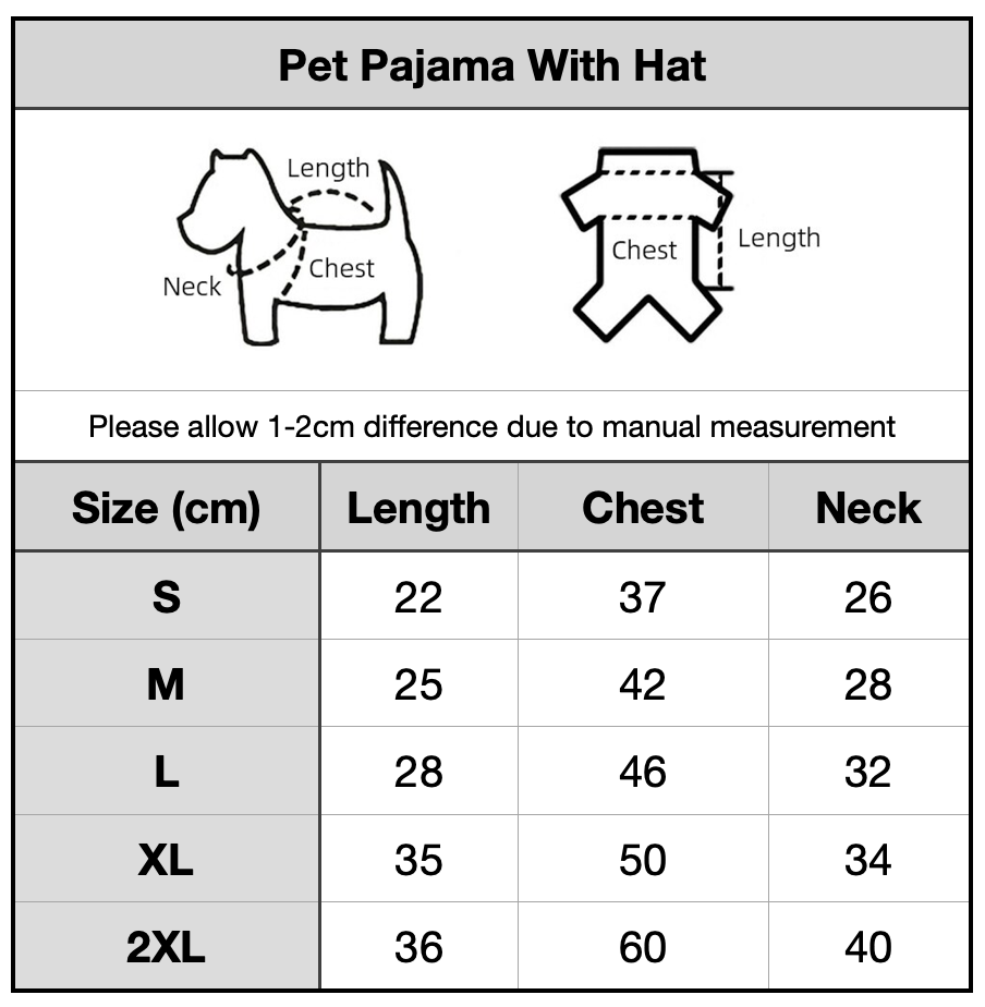 Pet Pajama with Hat