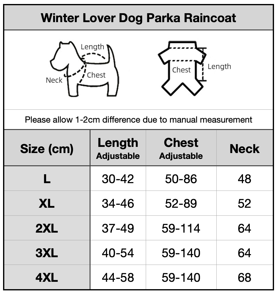 Winter Lover Dog Parka Raincoat