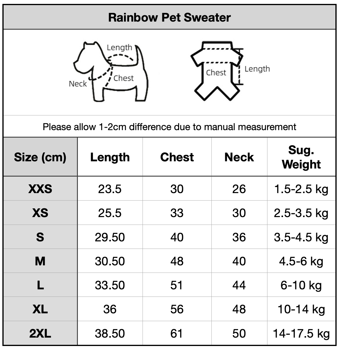 Rainbow Pet Sweater