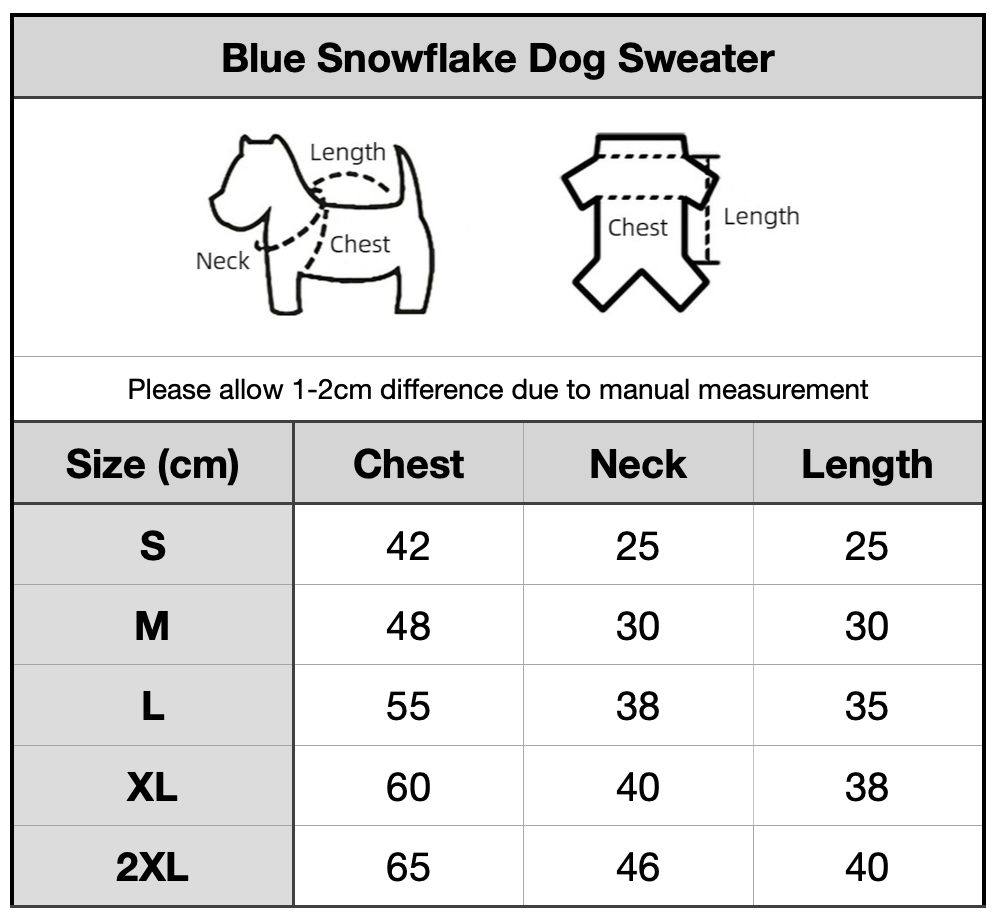 Blue Snowflake Dog Sweater