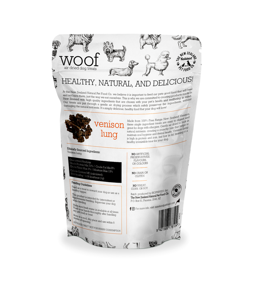 WOOF Air Dried Dog Treats - Venison Lung