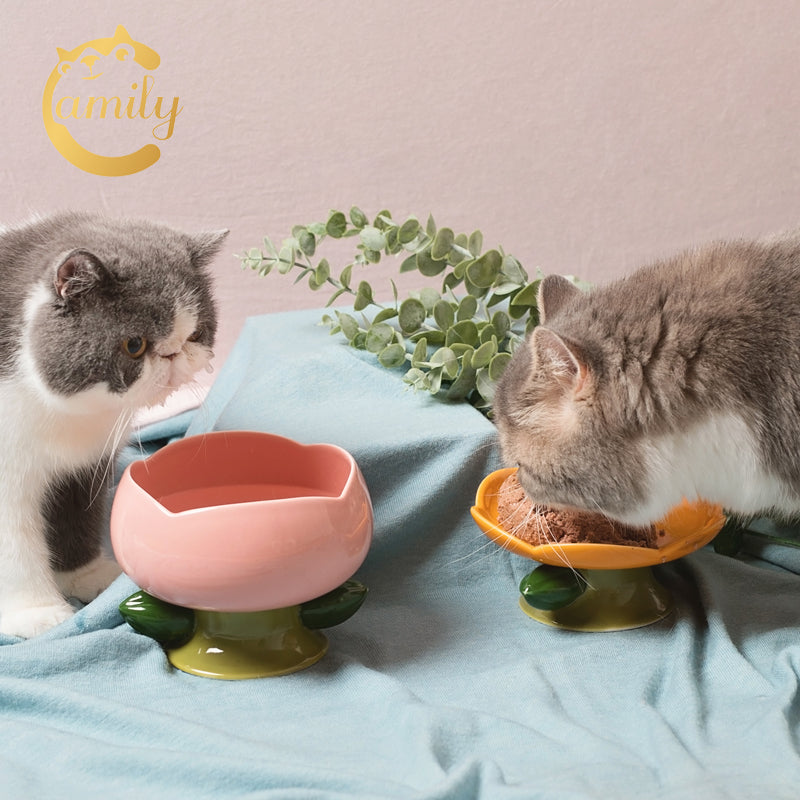 Camily Ceramic Pet Flower Bowl & Plate