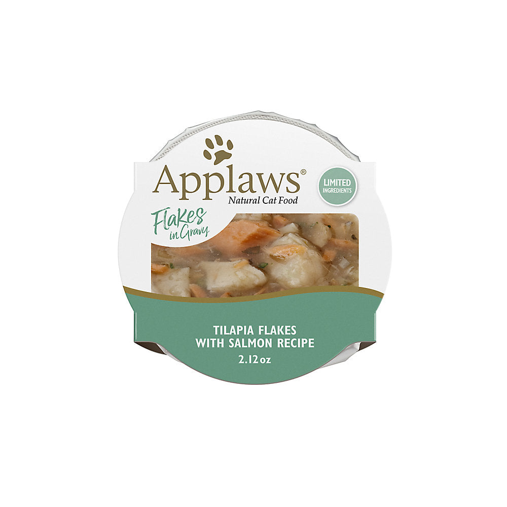 Natural Wet Cat Food Topper Flakes in Gravy - Tilapia & Salmon
