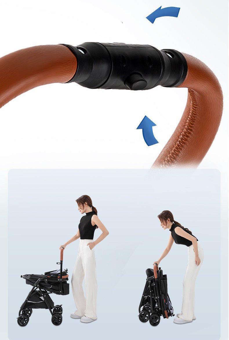 Detachable 2-Way Pet Stroller With Storage