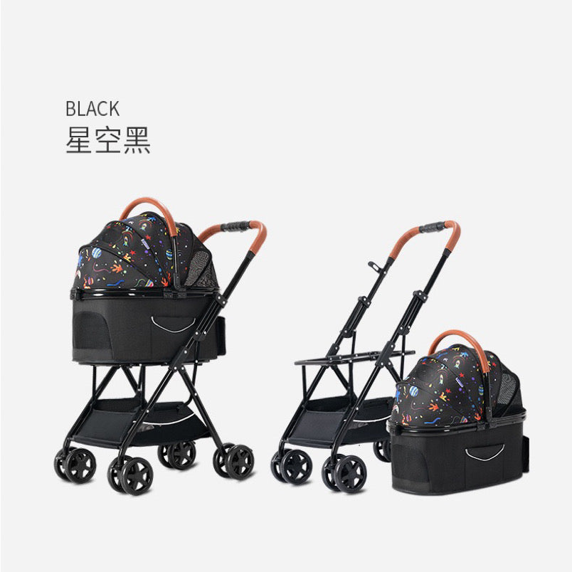 Detachable 2-Way Pet Stroller With Storage