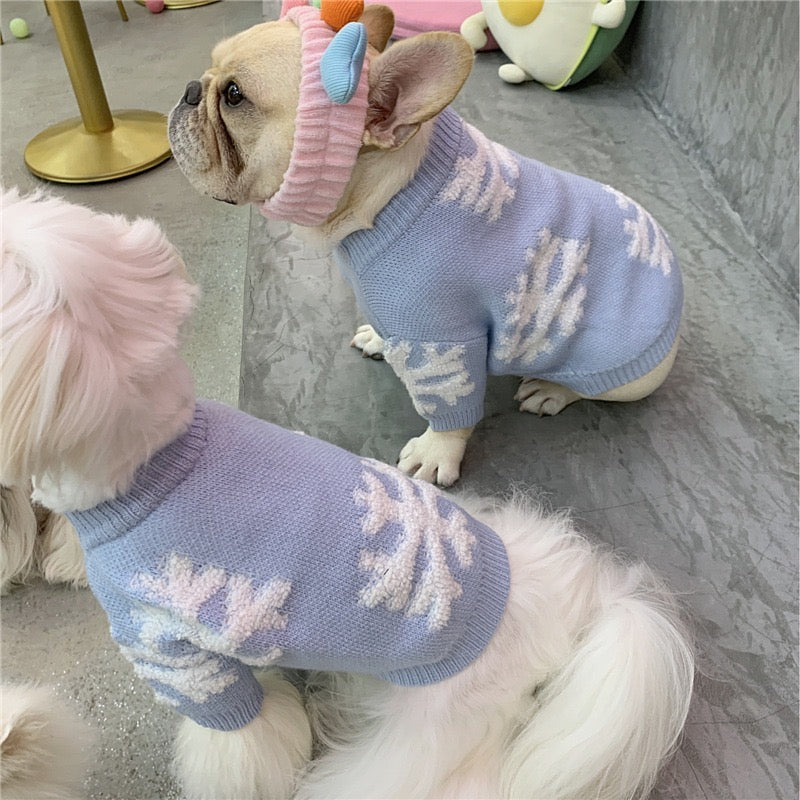 Blue Snowflake Dog Sweater